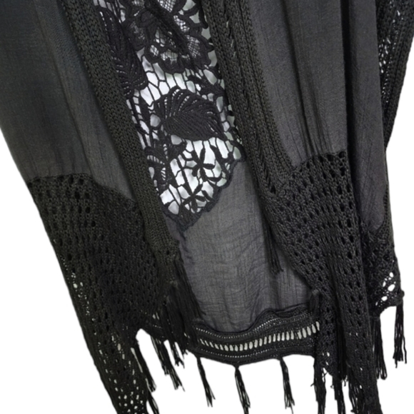 Pink Diamond vest open cardigan black crochet size M/L - Picture 7 of 11